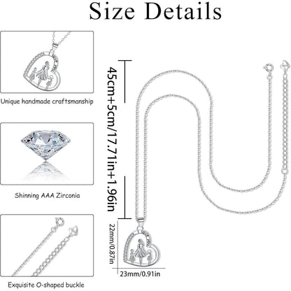 Herz Halskette 925 Sterling Silber Mutter Tochter Kette Geschenk