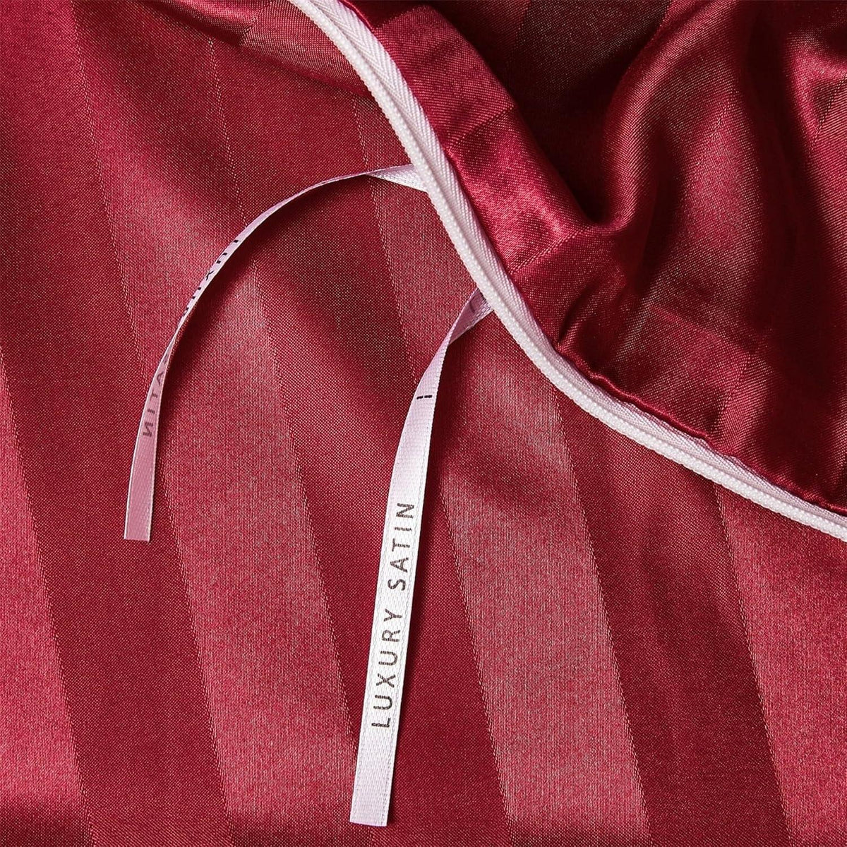 Satin Bettwäsche Set 135x200cm, 4-teilig, Rot gestreift