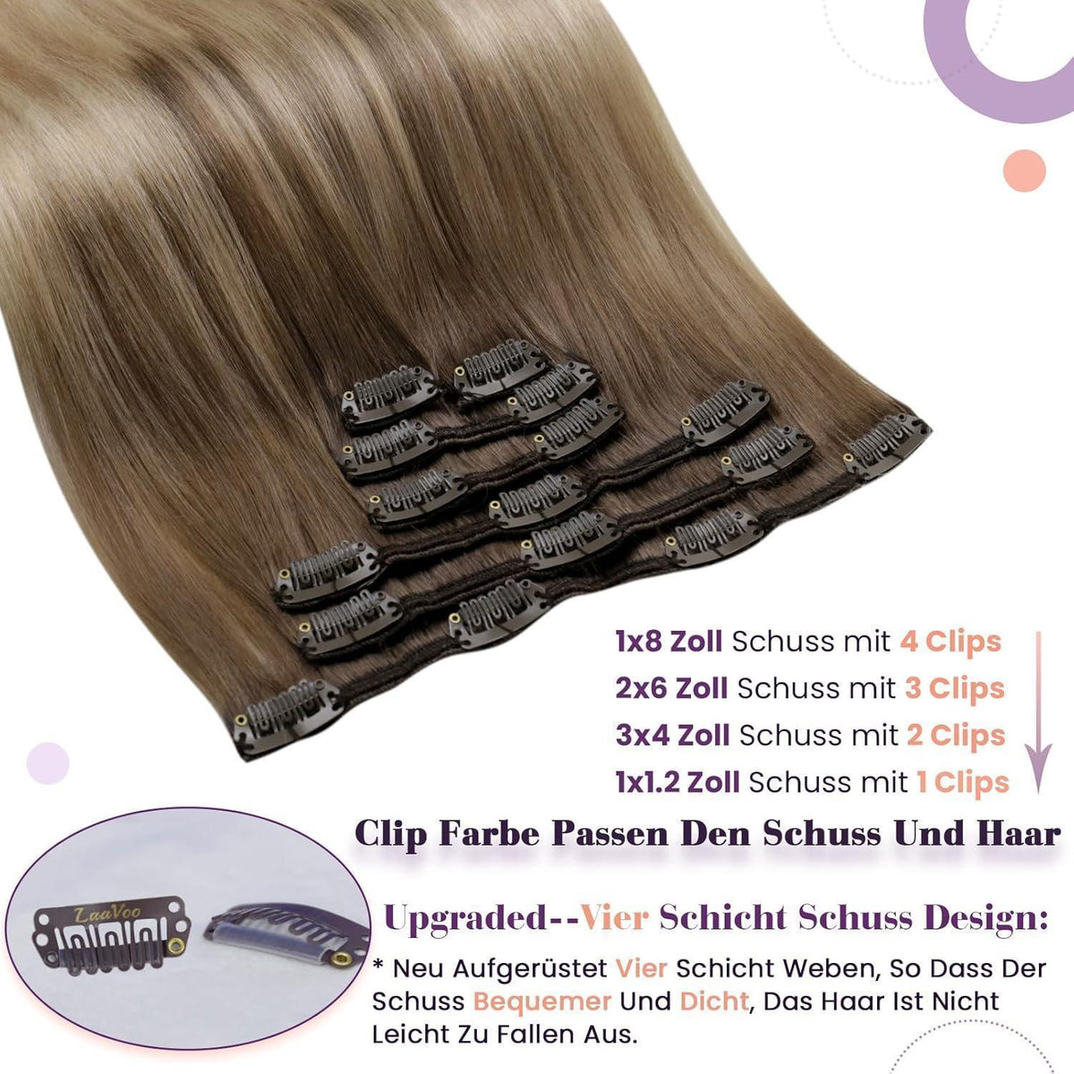 Remy Ombre Clip-in Haarverlängerung Blondbraun 45cm