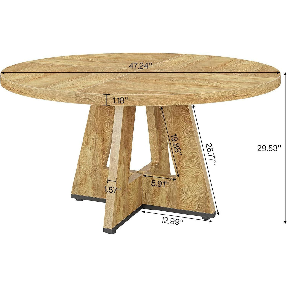 Runder Esstisch Holz 119cm – Bauernhaus Küchentisch für 4 Personen