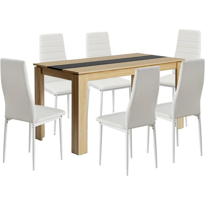 Esszimmergruppe 6 Personen – Holztisch 160x80cm & 6 Stühle