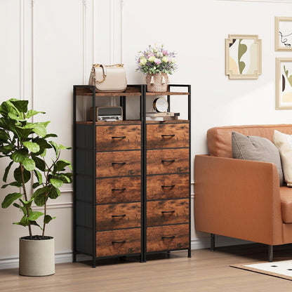Hohe Kommode mit 5 Stoffschubladen – Schlafzimmer & Wohnzimmer