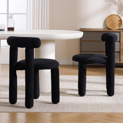 2 Esszimmerstühle Kunstfell Modern Schwarz