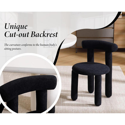 2 Esszimmerstühle Kunstfell Modern Schwarz