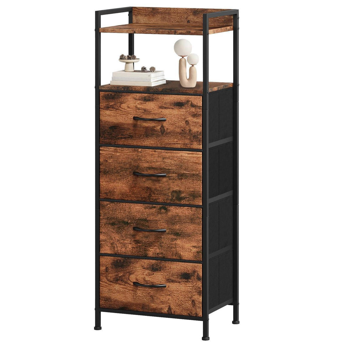 Somdot Kommode mit 4 Stoffschubladen – Schlafzimmer & Wohnzimmer