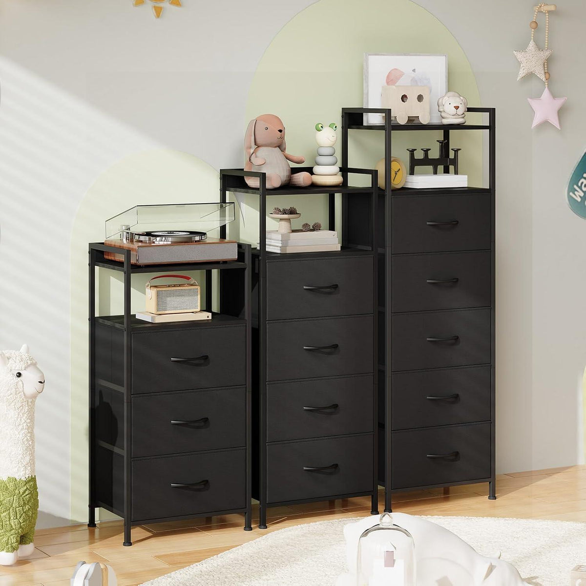 Hohe Kommode mit 5 Stoffschubladen – Schlafzimmer & Wohnzimmer