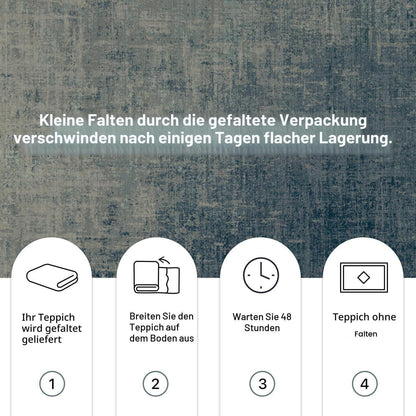 Moderner Wohnzimmerteppich blau, 200x290 cm, rutschfest & waschbar