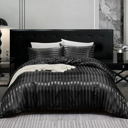 Satin Bettwäsche Set 135x200 cm Schwarz 2-teilig
