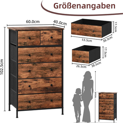Kommode mit 6 Schubladen – Stoffkommode für Schlafzimmer & Wohnzimmer