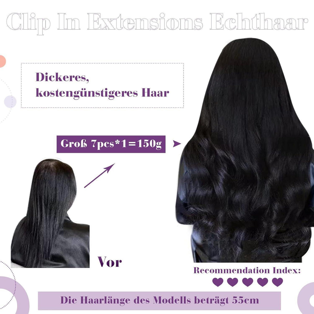 Clip-in Haarverlängerung Echthaar Balayage Braun Blond