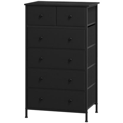 Kommode mit 6 Schubladen – Stoffkommode Schwarz