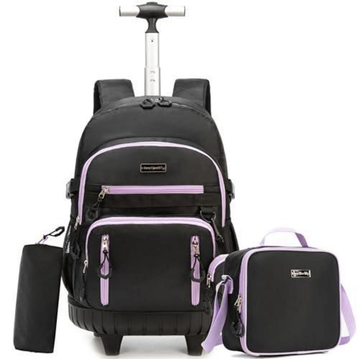 Schultrolley Rucksack Mädchen Lila & Schwarz mit Rollen