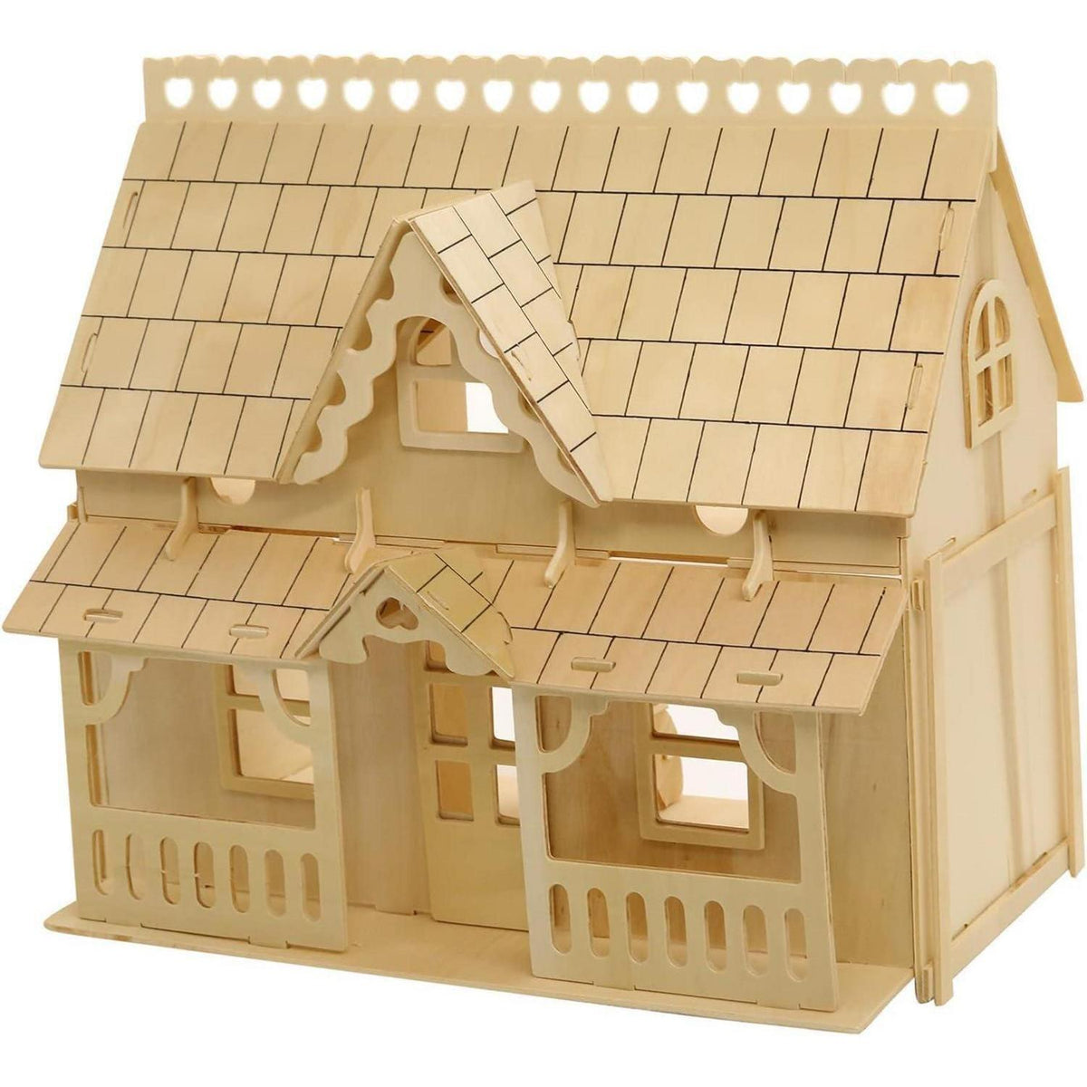 3D Holzpuzzle Haus mit Veranda – Anspruchsvolles Modell zum Basteln