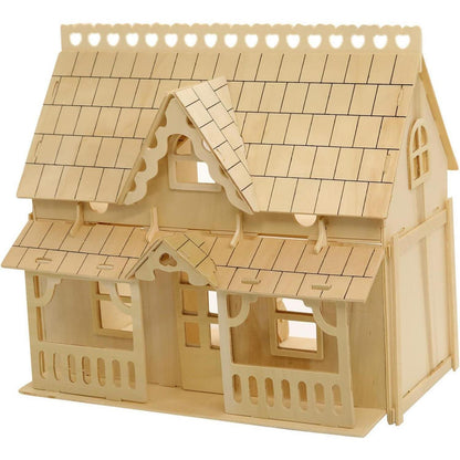 3D Holzpuzzle Haus mit Veranda – Anspruchsvolles Modell zum Basteln