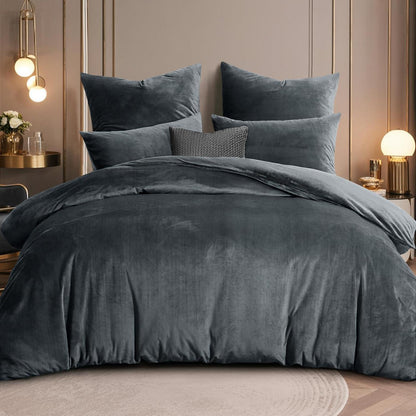 Kuschelige Flanell Bettwäsche Set 200x200 Grau 3-teilig