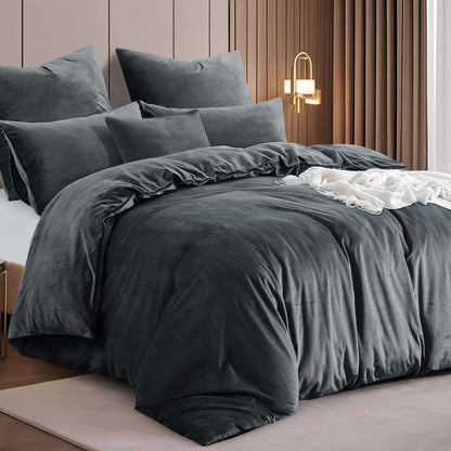Kuschelige Flanell Bettwäsche Set 200x200 Grau 3-teilig