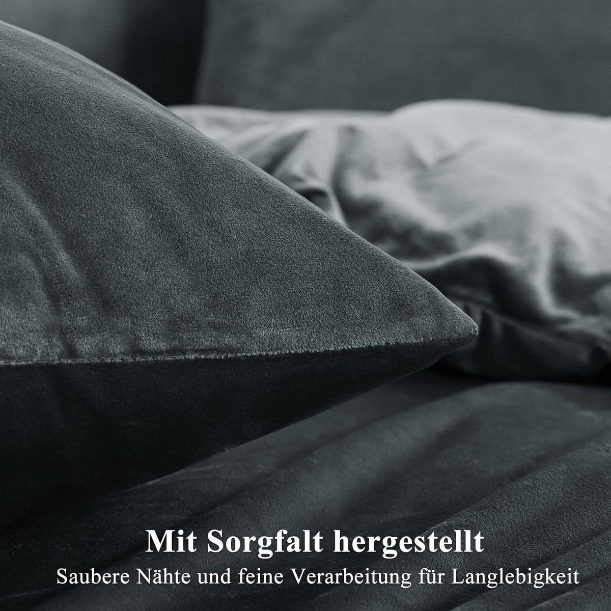 Kuschelige Flanell Bettwäsche Set 200x200 Grau 3-teilig