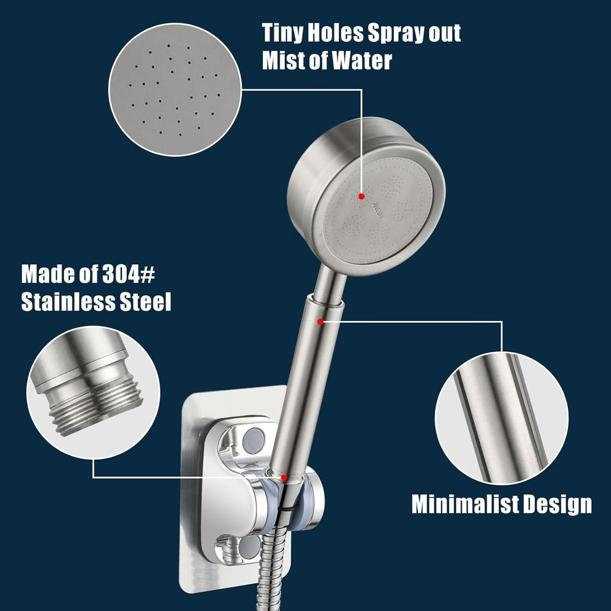 Metall Handbrause mit Hochdruck & Teflonband