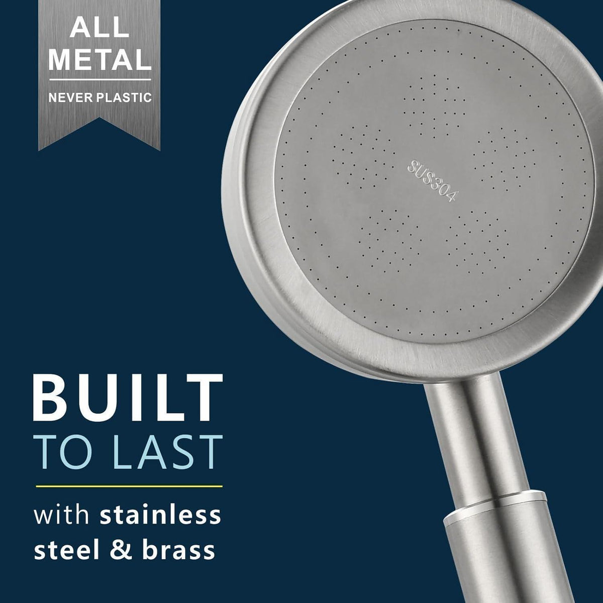 Metall Handbrause mit Hochdruck & Teflonband