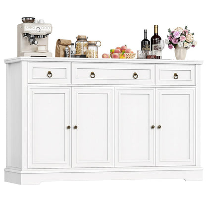 Weißes Sideboard mit Arbeitsplatte & 3 Schubladen