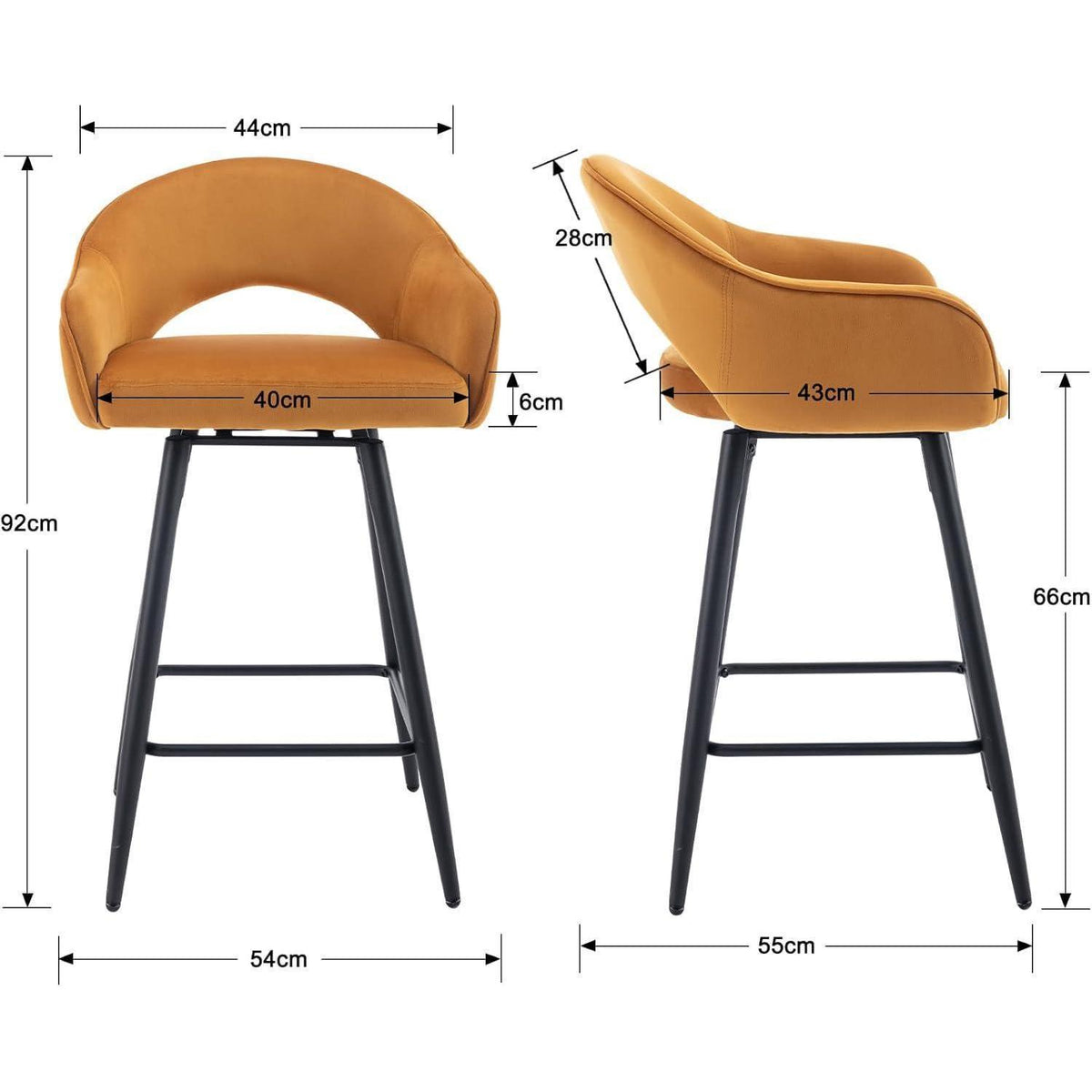 Samt Barhocker 2er Set – Drehbar & Bequem