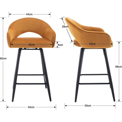 Samt Barhocker 2er Set – Drehbar & Bequem