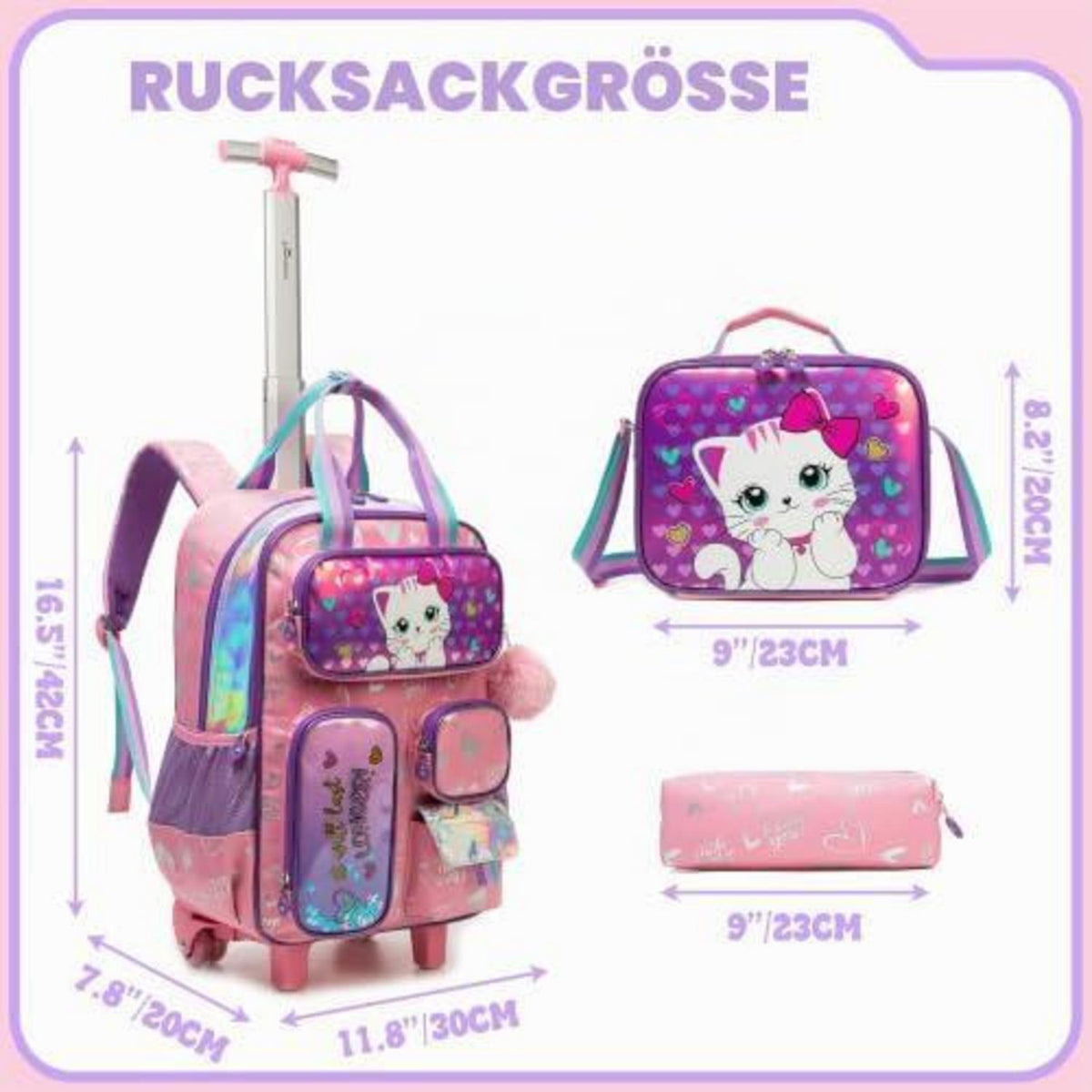 Schulranzen mit Rollen – Kinder Trolley Rucksack für Schule & Reisen
