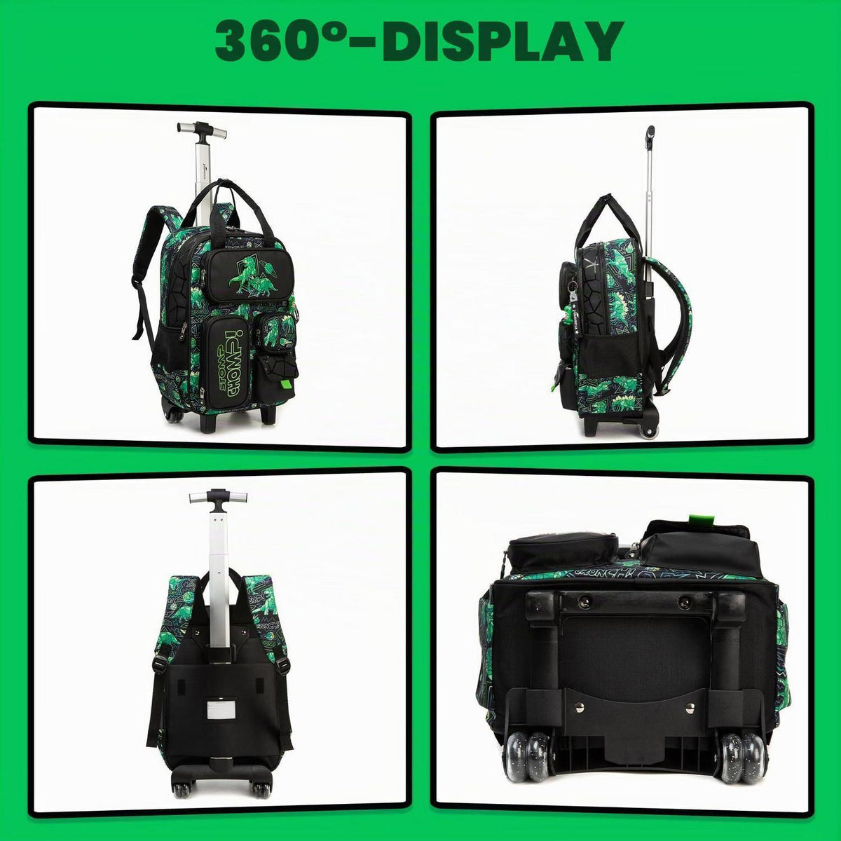 Trolley Rucksack Kinder – Dino Design für Schule & Reisen