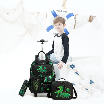Trolley Rucksack Kinder – Dino Design für Schule & Reisen