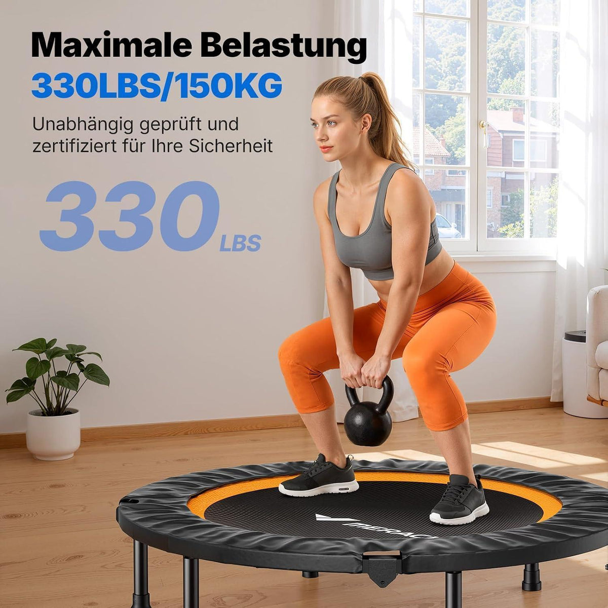 Fitness Trampolin Mini – Faltbar, 102cm/122cm, 150kg