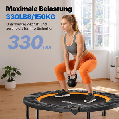 Fitness Trampolin Mini – Faltbar, 102cm/122cm, 150kg