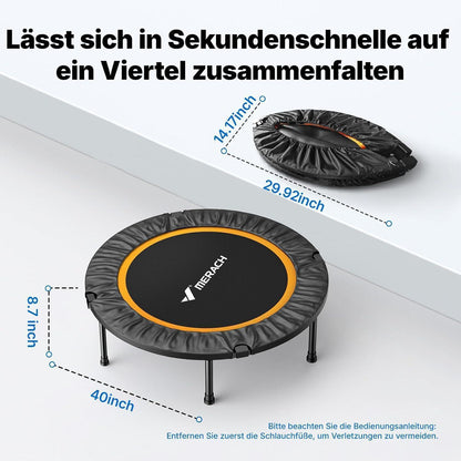 Fitness Trampolin Mini – Faltbar, 102cm/122cm, 150kg