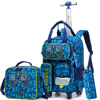 Trolley Rucksack Kinder – Rollen Schulranzen Blau Game