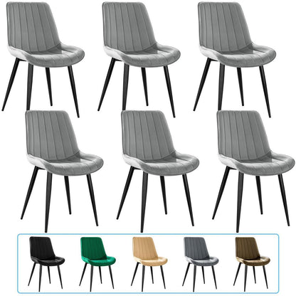 Samt Esszimmerstühle 6er Set mit Metallbeinen Grau