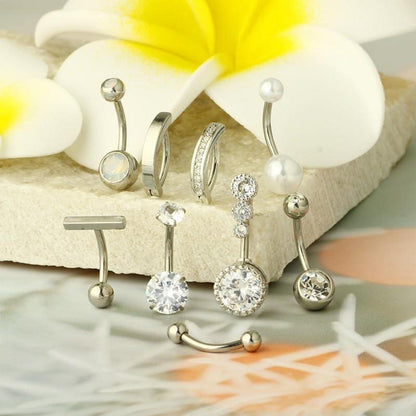 9er Set Bauchnabelpiercing Ring 14ga 10mm Clicker Schmuck Silber Gold
