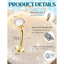9er Set Bauchnabelpiercing Chirurgenstahl, Silber/Gold CZ Clicker