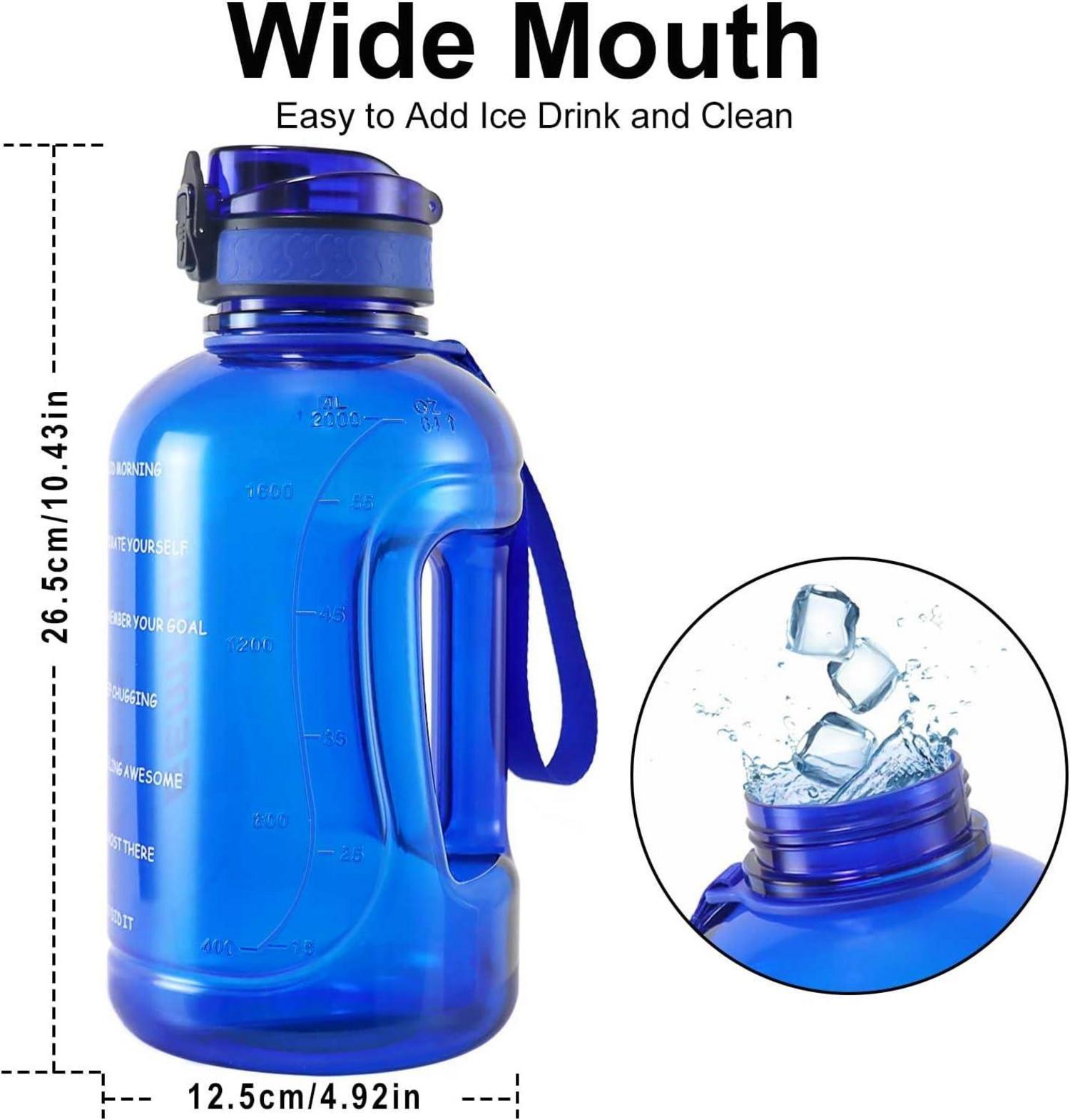 Große 2L BPA-freie Trinkflasche mit Zeitmarkierung & Griff