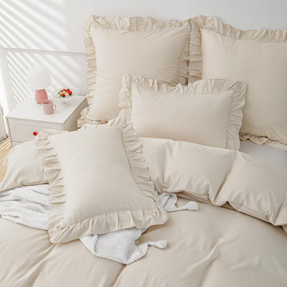 Rüschen Kissenbezug 40x60 cm, 2er Set, Beige