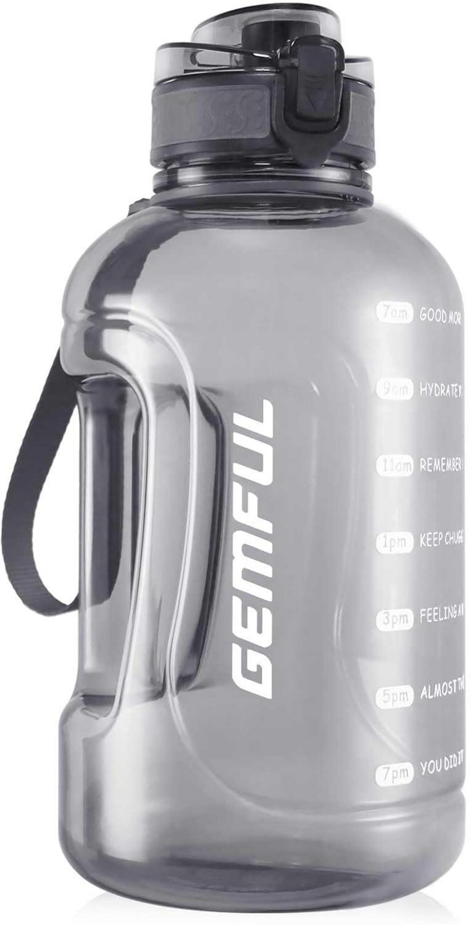 Trinkflasche mit Zeitmarkierung und Griff
