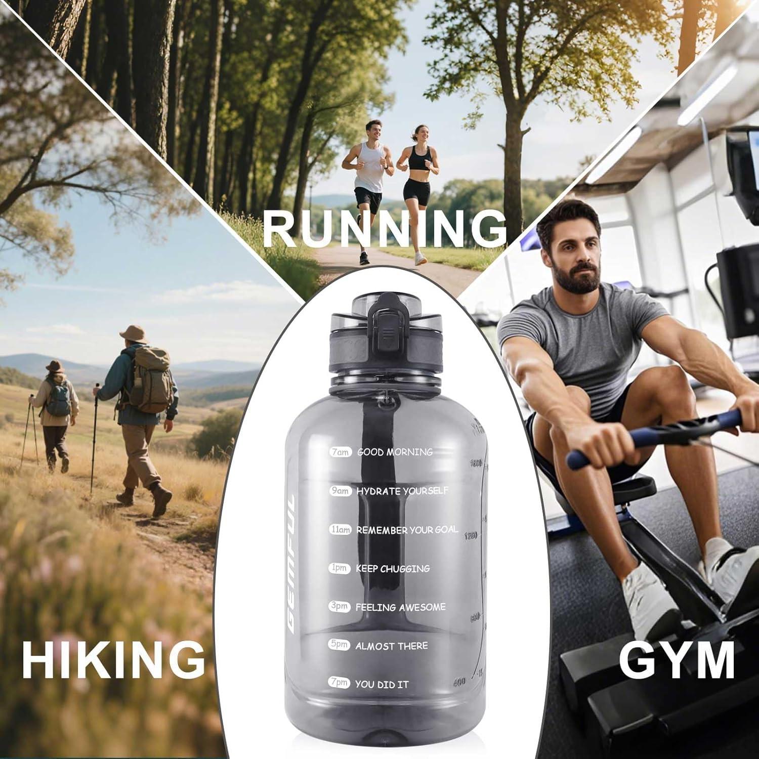 2 Liter Sport Trinkflasche mit Zeitmarkierung und Griff