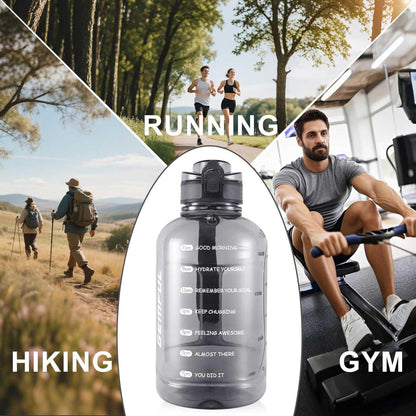 2 Liter Sport Trinkflasche mit Zeitmarkierung und Griff