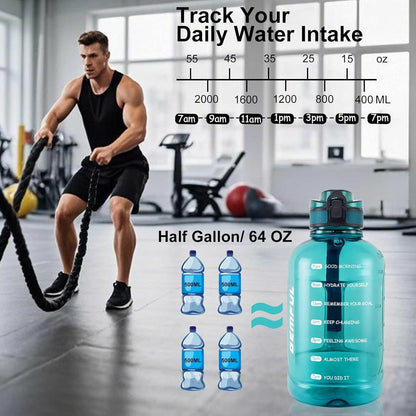 BPA-freie Trinkflasche 2L mit Zeitmarkierung & Tragegriff in