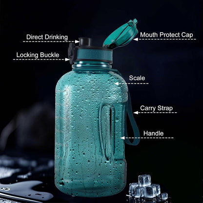 BPA-freie 2L Trinkflasche mit Zeitmarkierung, Sport & Büro