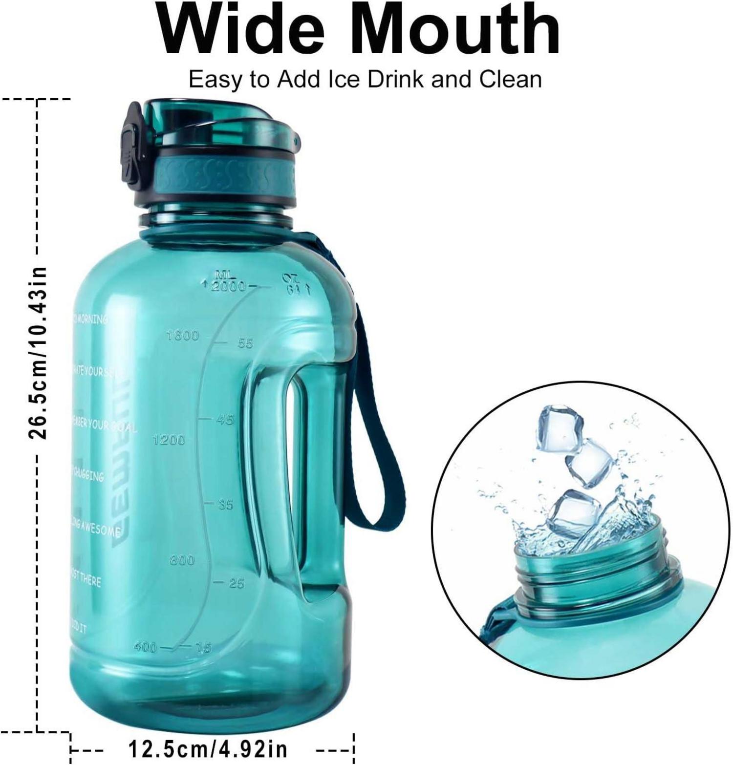 Sport Trinkflasche 2L mit Zeitmarkierung & Tragegriff - Auslaufsicher, BPA-frei