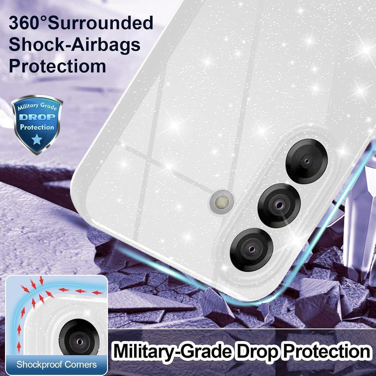 Handyhülle Samsung Galaxy A36 5G Glitzer Silbrig