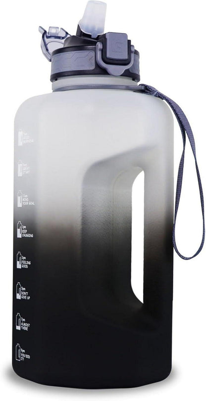 Sport-Trinkflasche mit Strohhalm, 2,2L, Motivationszitate