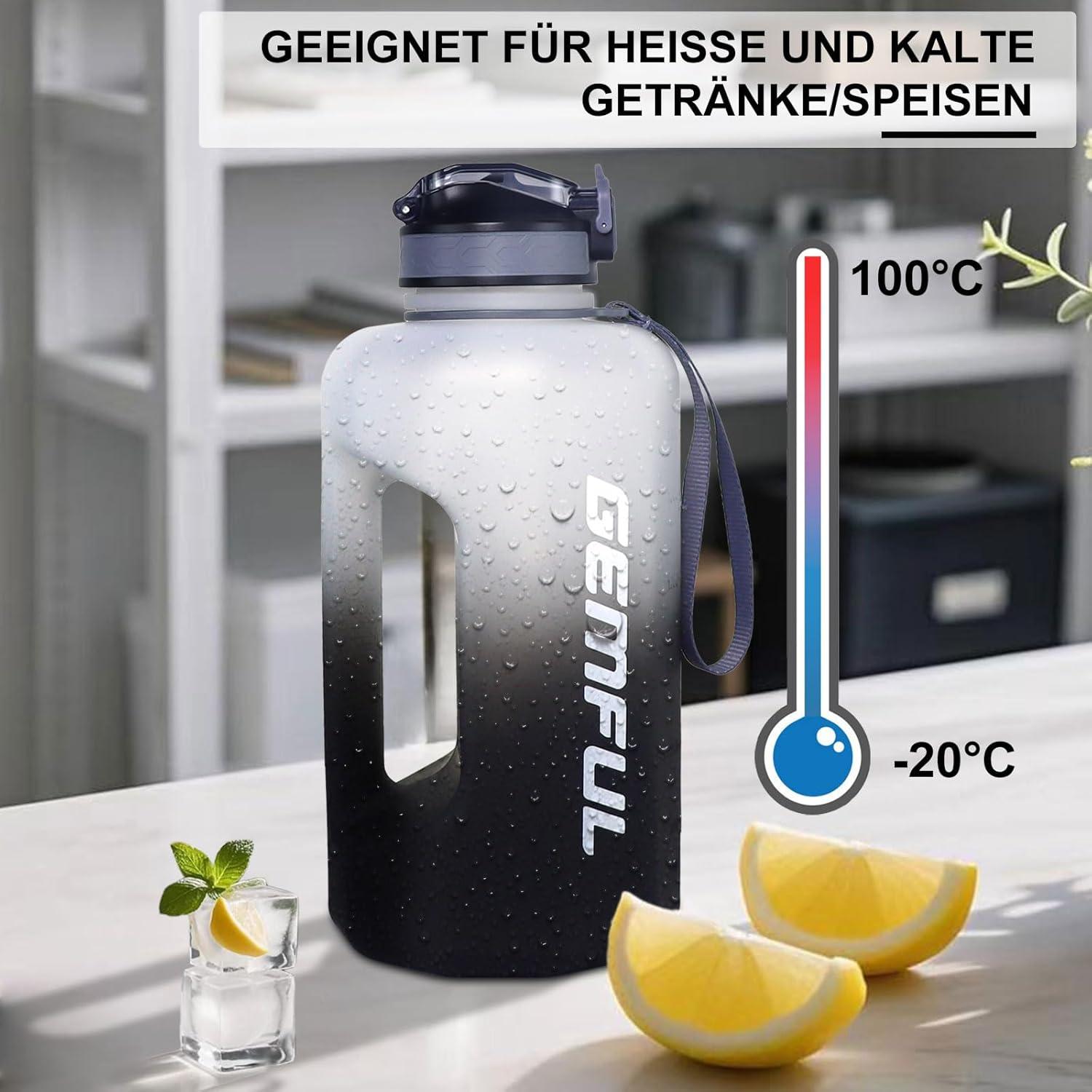2,2L Sport Trinkflasche mit Strohhalm und Motivationszitaten für Fitness, Yoga & Outdoor