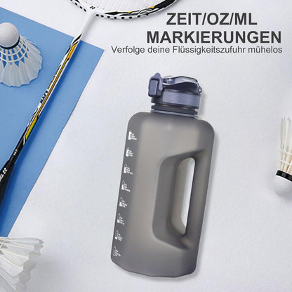 Sporttrinkflasche 2,2L mit Strohhalm & Tragegriff BPA-frei Grau