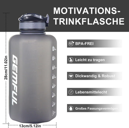2,2L Trinkflasche mit Strohhalm BPA-frei Auslaufsicher Tragegriff Grau