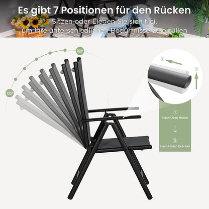 Gartenmöbel Set 6 Stühle & Tisch 152x90cm verstellbar wetterfest